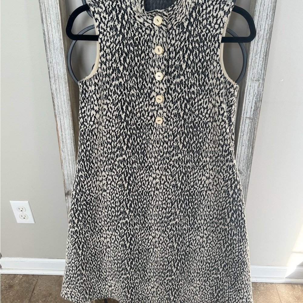 J.McLaughlin Sleeveless Textured Knit Shift Dress‎ XS Black Ivory